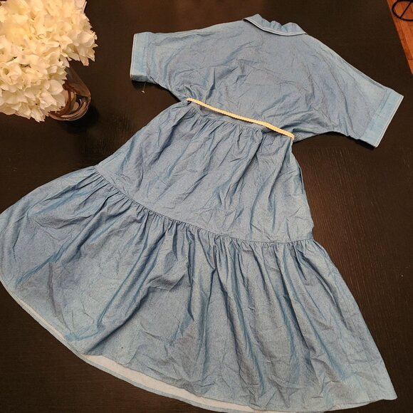 Tahari ASL Tiered Chambray Midi Button-Front Dress W/Rope Belt Sz. 14 - Picture 2 of 10